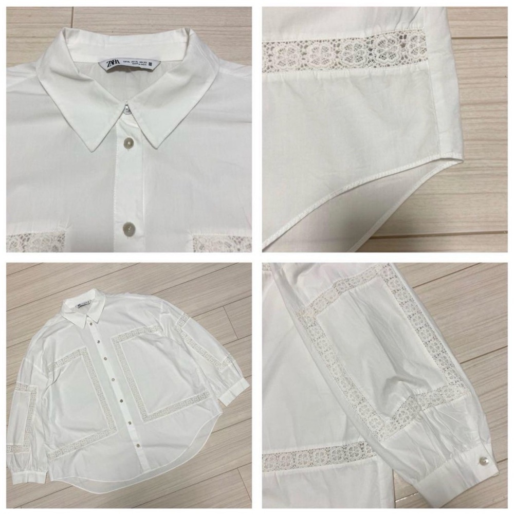 Zara poplin lace-detail button down shirt - Picture 2 of 7